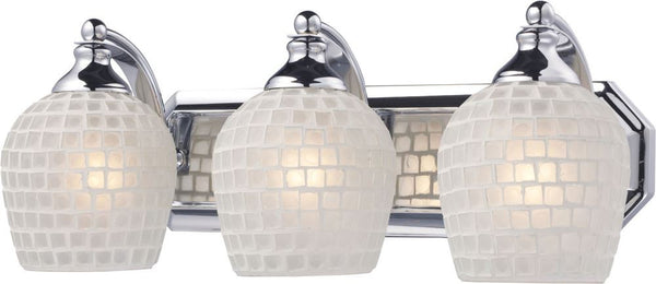 Bath and Spa 3 Light Vanity In Polished Chrome and White Glass
