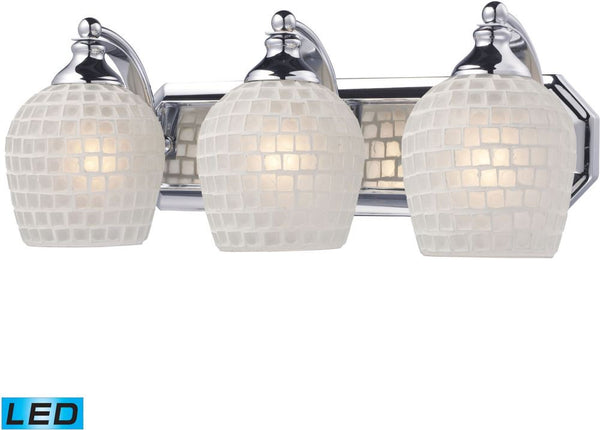 Bath and Spa 3 Light Led Vanity In Polished Chrome and White Glass