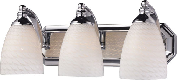 Bath and Spa 3 Light Vanity In Polished Chrome and White Swirl Glass