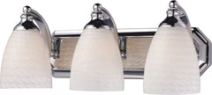 Bath and Spa 3 Light Vanity In Polished Chrome and White Swirl Glass