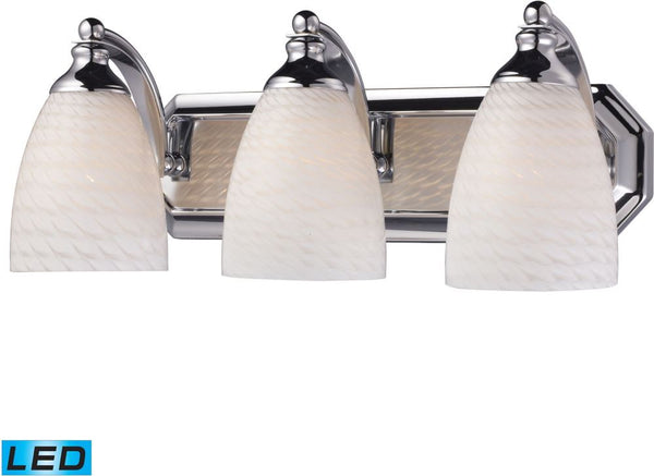 Bath and Spa 3 Light Led Vanity In Polished Chrome and White Swirl Glass