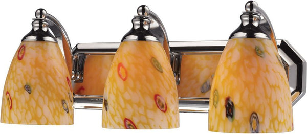 Bath and Spa 3 Light Vanity In Polished Chrome and Yellow Glass