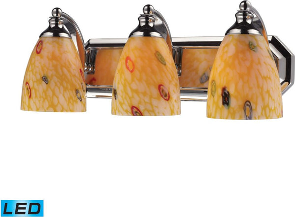 Bath and Spa 3 Light Led Vanity In Polished Chrome and Yellow Glass