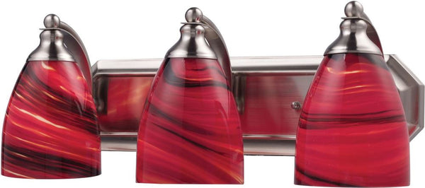 Bath and Spa 3 Light Vanity In Satin Nickel and Autumn Glass