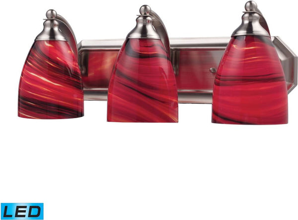 Bath and Spa 3 Light Led Vanity In Satin Nickel and Autumn Glass