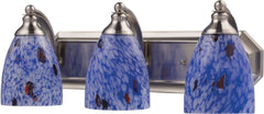 Bath and Spa 3 Light Vanity In Satin Nickel and Starburst Blue Glass