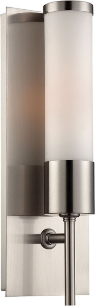 1 Light Sconce In Satin Nickel and White Glass