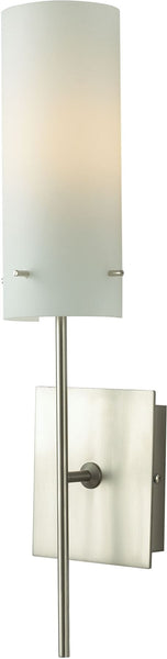 1 Light Sconce In Satin Nickel and White Opal Glass