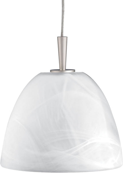 1 Light Pendant In Chrome and White Alabaster Glass