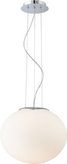 1 Light Pendant In Chrome and White Glass