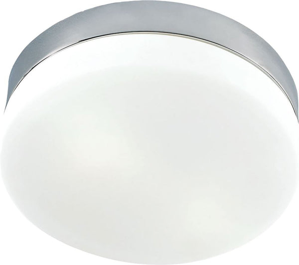 1 Light Flush Mount In Satin Nickel and White Glass