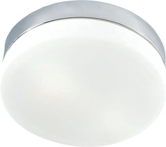 1 Light Flush Mount In Chrome and White Glass