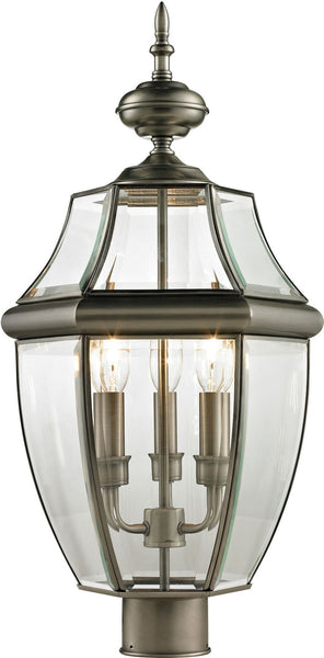 Ashford 3 Light Exterior Post Lantern In Antique Nickel