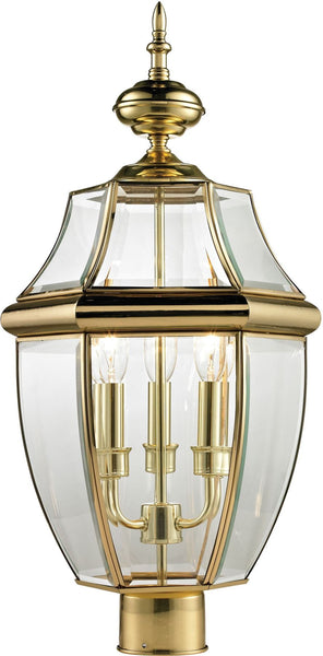 Ashford 3 Light Exterior Post Lantern In Antique Brass