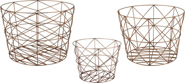 Nested Geometric Copper Baskets
