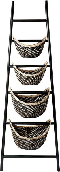 Black Plaid Ladder Basket
