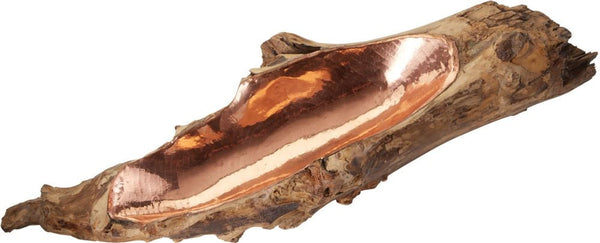 Short Teak Root Bowl With Copper Insert