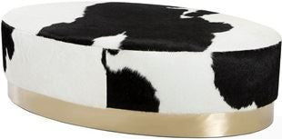 Doutzen Oval Ottoman - Spotted Hide
