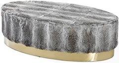 Doutzen Oval Ottoman - Rabbit Fur