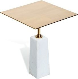 Beck Square Side Table - White/ Antique Brass
