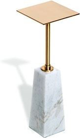 Beck Square Drink Table - White/ Antique Brass