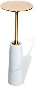 Beck Round Drink Table - White/ Antique Brass