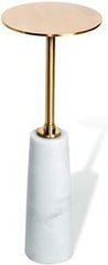 Beck Round Drink Table - White/ Antique Brass
