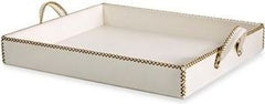 Greer Grand Leather Tray - Cream