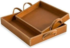 Greer Leather Trays - Tan
