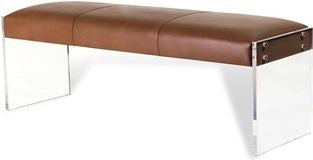 Aiden Leather Bench - Taupe