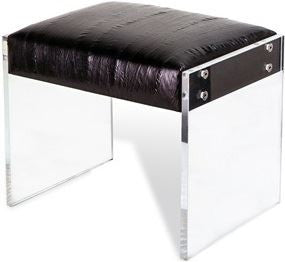 Aiden Leather Stool - Black