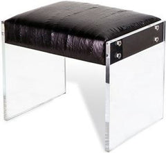 Aiden Leather Stool - Black