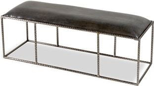 Ethan Leather Bench - Gray