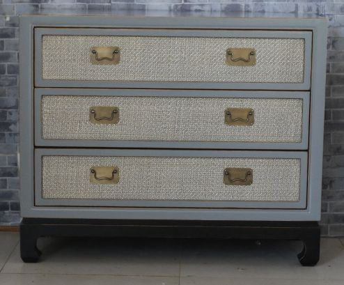 3 Rattan Drw Horseshoe leg Cabinet - MD Gray