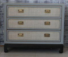 3 Rattan Drw Horseshoe leg Cabinet - MD Gray