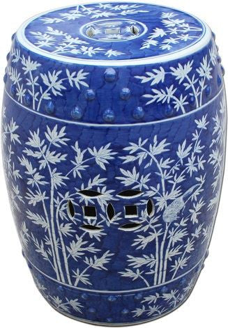 Blue & White Bamboo Magpie Garden Stool