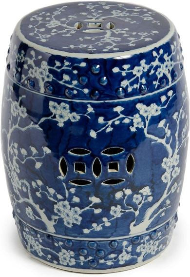 Blue & White Garden Stool Plum Blossom Motif
