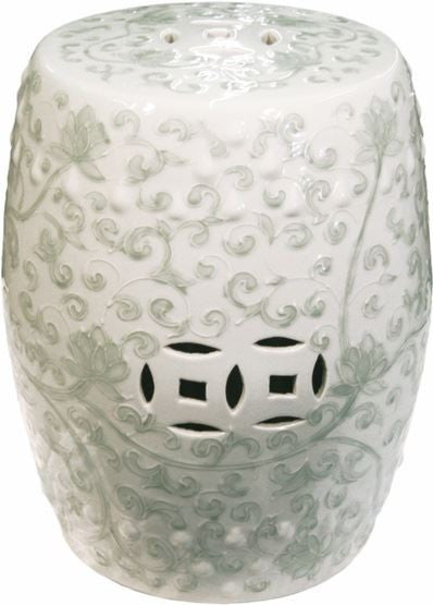 Celadon Green Stool W/ Twisted Lotus