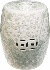 Celadon Green Stool W/ Twisted Lotus