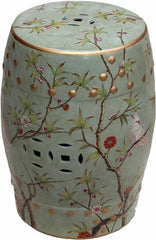 Famille Rose Green Stool Bird Floral Motif