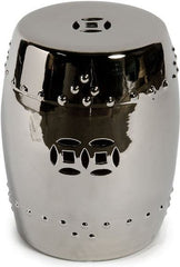 Metallic Silver Porcelain Garden Stool