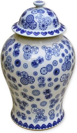 Blue & White Ball Flower Temple Jar