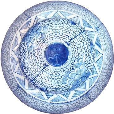Blue & White Chain Temple Jar 20H