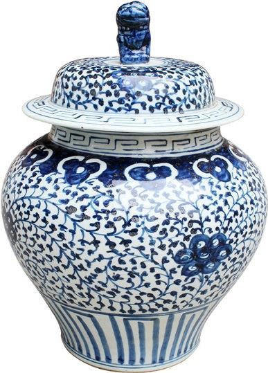 Blue & White Curly Vine Lidded Jar