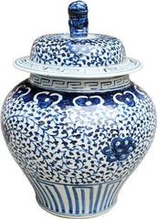 Blue & White Curly Vine Lidded Jar