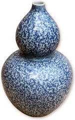 Blue & White Floral Gourd Vase