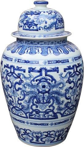 Blue & White Grass Dragon Heaven Jar
