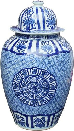 Blue & White Medallion Plum Blossom Heaven Jar - L