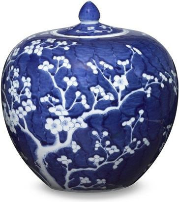 Blue & White Plum Melon Jar