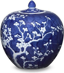 Blue & White Plum Melon Jar